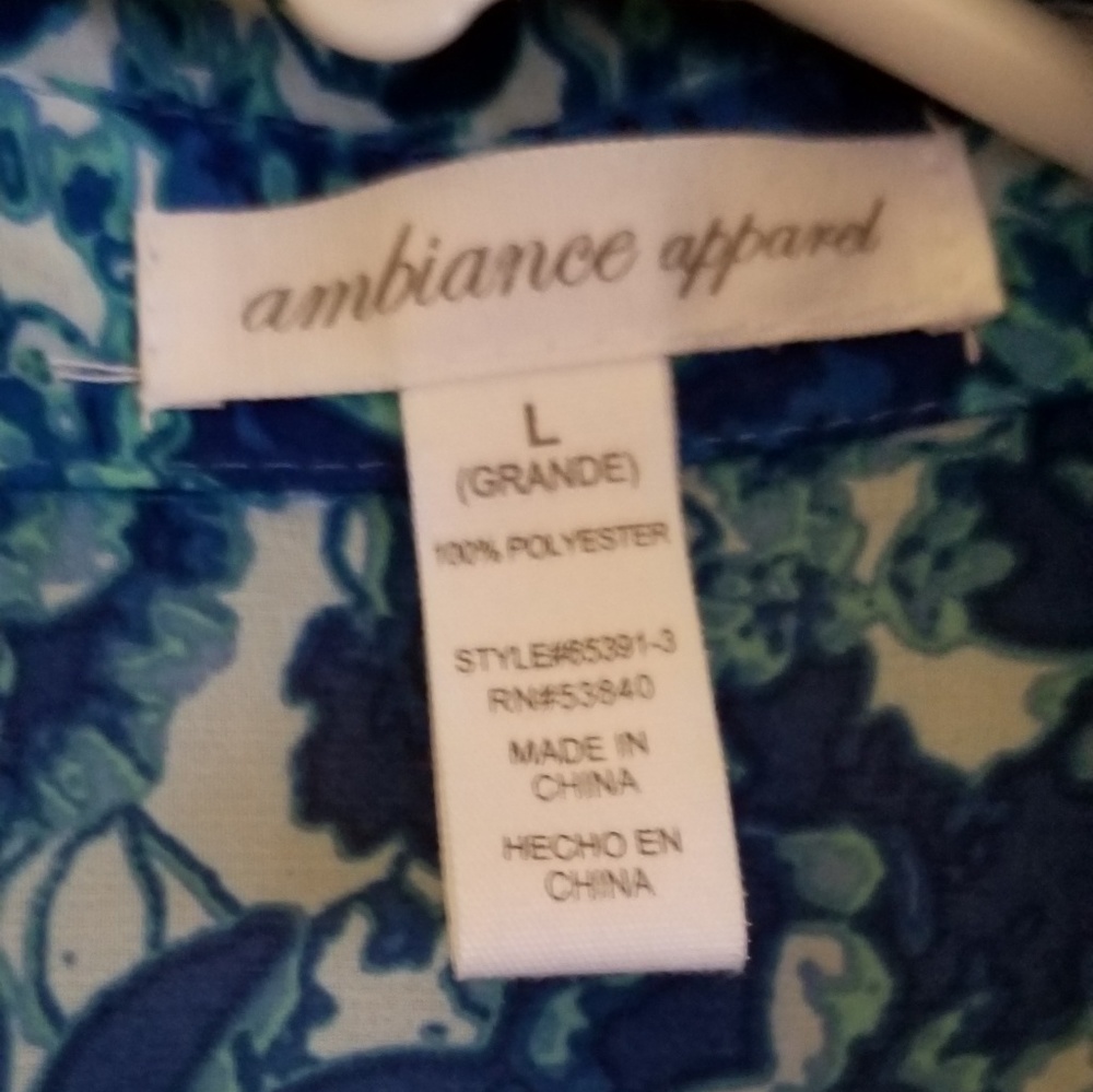 Ambiance Apparel  3/4 Sleeves  Sheer Blouse - Picture 7 of 7
